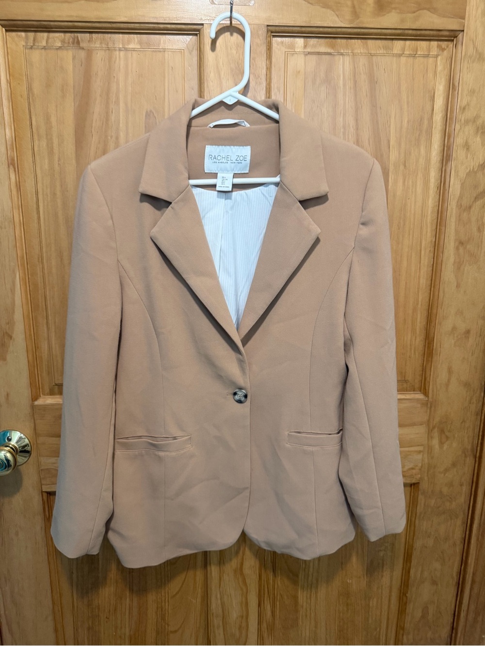 Rachel Zoe Tan Camel Single Button Tailored Blazer Women’s Large